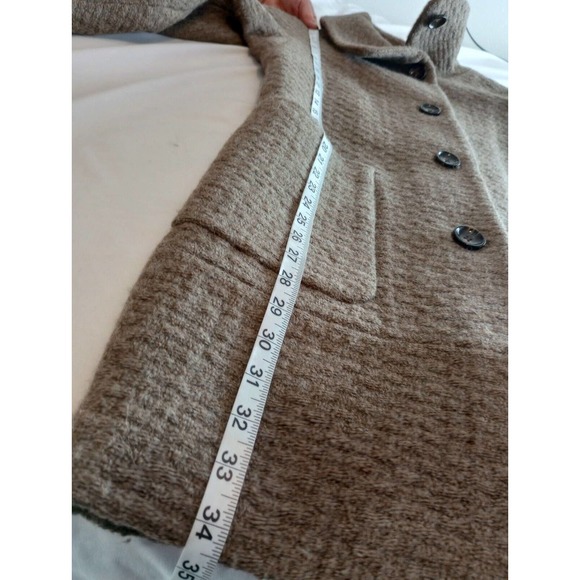 Banana Republic 100% Wool Beige Brown Taupe Pea Coat S Minimalist Solid Jacket - Picture 11 of 11